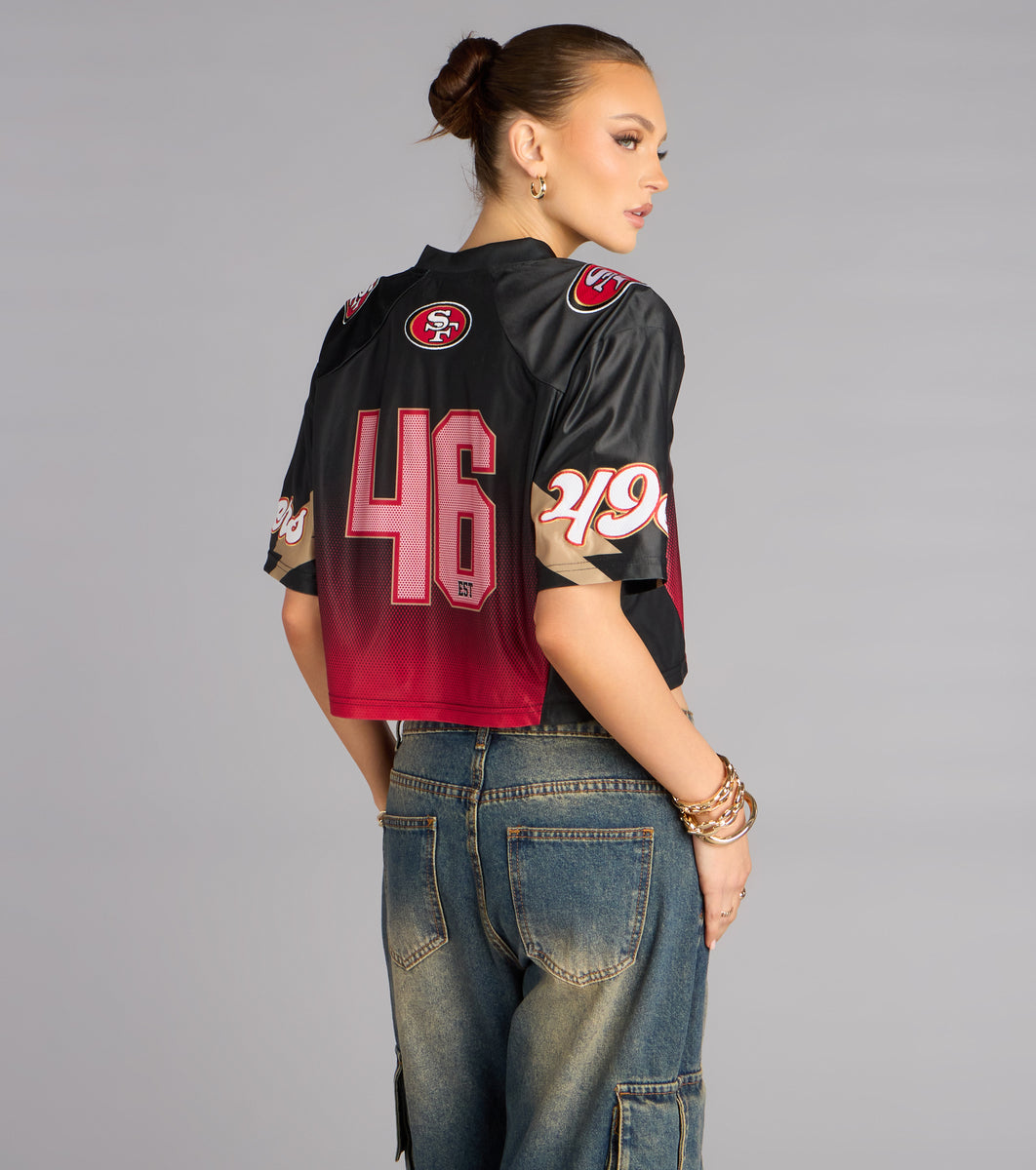 Ultra Game NFL San Francisco 49ers Mesh Crop Top & Windsor
