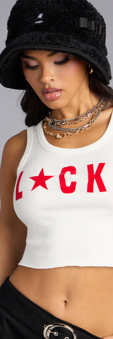 Lucky Star Graphic Crop Tank Top
