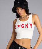 Lucky Star Graphic Crop Tank Top