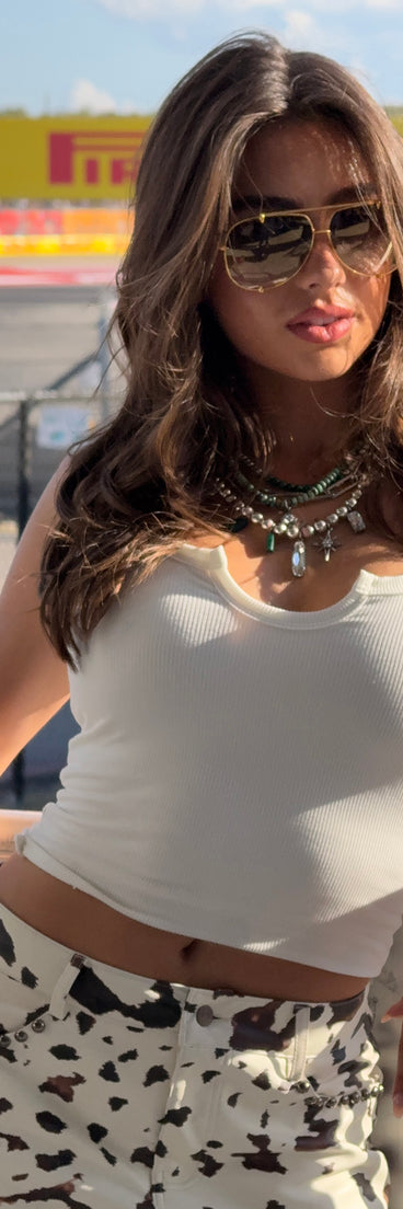 Off Duty Scoop Neck Crop Tank Top