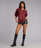 Sporty Chic Lace V-Neck 24 Graphic Jersey Top