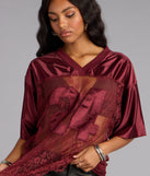 Sporty Chic Lace V-Neck 24 Graphic Jersey Top