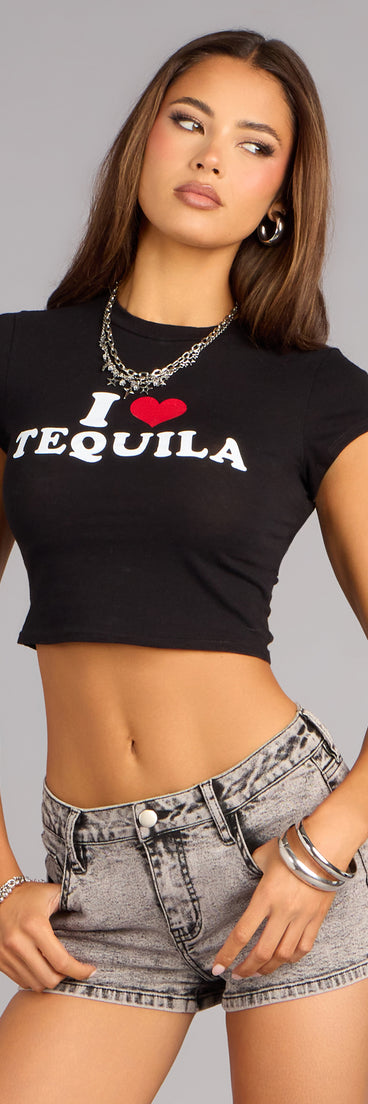 I Love Tequila Cropped Baby Tee