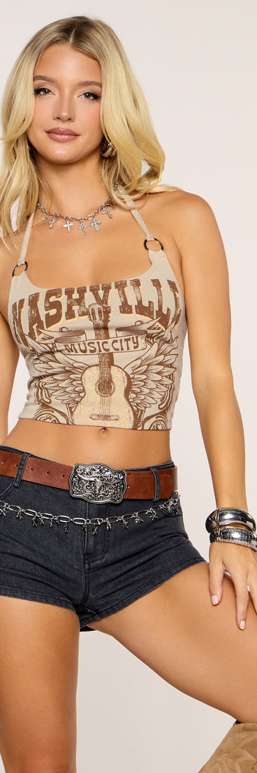 Backstage Babe Graphic Halter Top