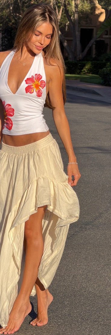 Resort Mood Floral Print Halter Top