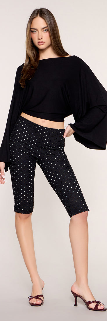 Soft Angle Boat Neck Dolman Sleeve Crop Top