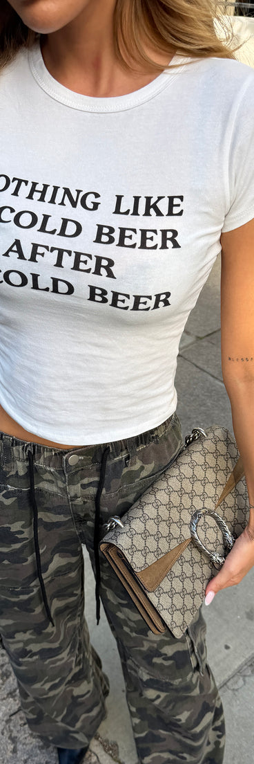 Cold Beer Graphic Crop Tee