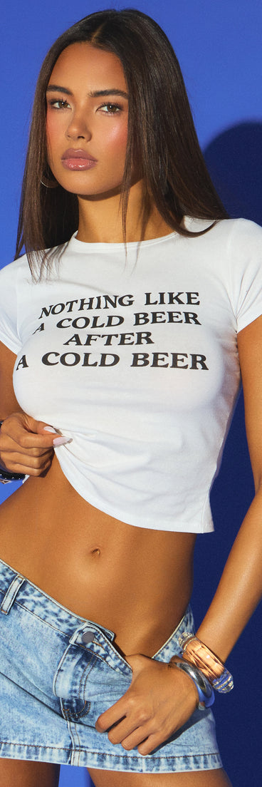 Cold One Cold Beer Graphic Crop Tee