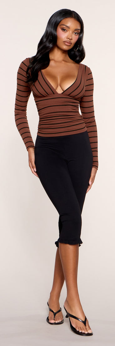 Flirty Upgrade Striped Knit Long Sleeve Top
