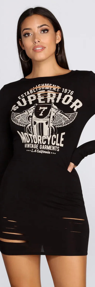 Vintage Motors Slashed Mini Dress