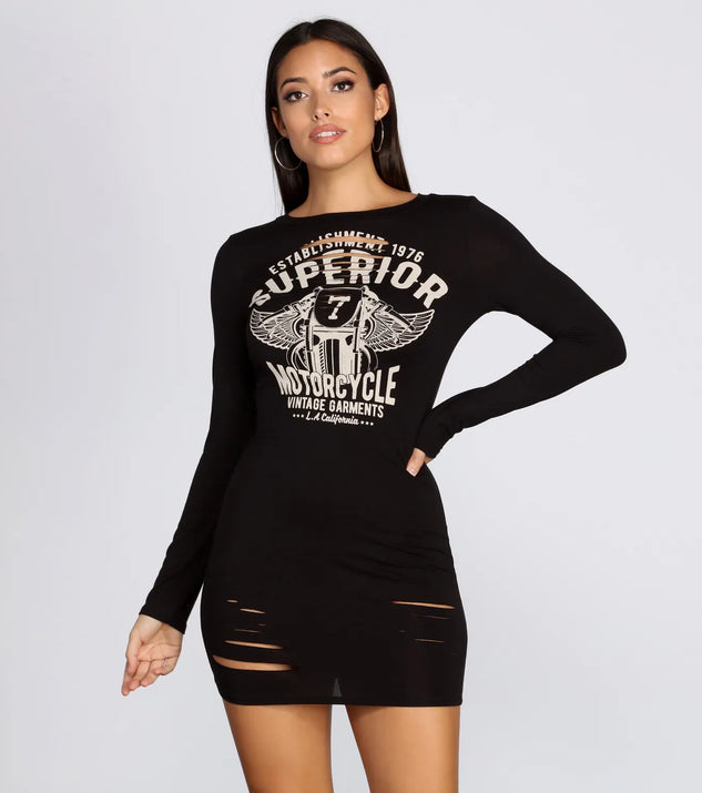 Vintage Motors Slashed Mini Dress