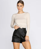 Knot Front Ribbed Knit Crop Top