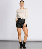 Knot Front Ribbed Knit Crop Top