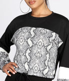 Snake Print Color Block Top