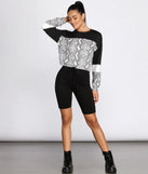 Snake Print Color Block Top