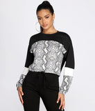 Snake Print Color Block Top