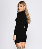 Ribbed Knit Mock Neck Mini Dress