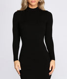 Ribbed Knit Mock Neck Mini Dress