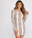 Snake Print Waffle Knit Mini Dress