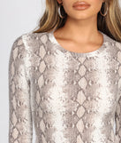 Snake Print Waffle Knit Mini Dress