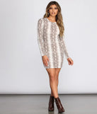 Snake Print Waffle Knit Mini Dress