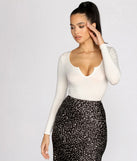 Notched Ribbed Knit Bodysuit