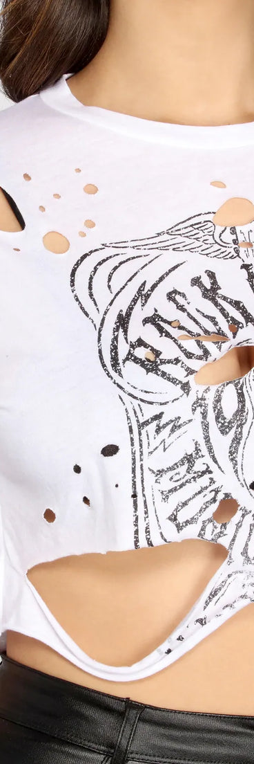 Destructed Rock Festival Cropped Tee