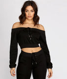 Lace Up Off The Shoulder Crop Top