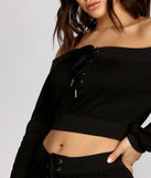 Lace Up Off The Shoulder Crop Top