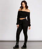 Lace Up Off The Shoulder Crop Top