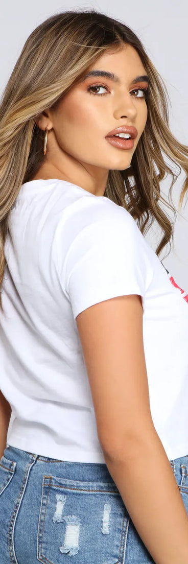 Red, White And Beer Crop Top