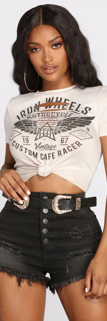 Vintage Slashed Knot Front Tee