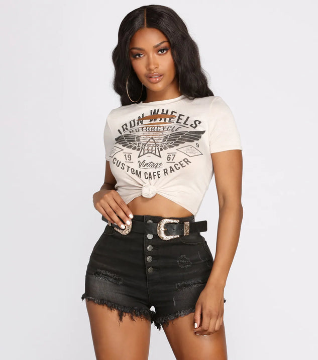 Vintage Slashed Knot Front Tee