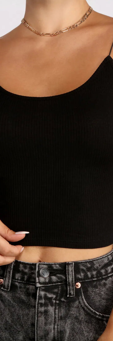 Basic Scoop Neck Ribbed Knit Tank Top