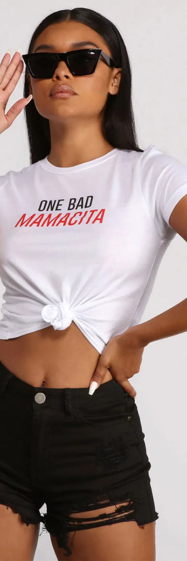 One Bad Mamacita Graphic Print Crop Top