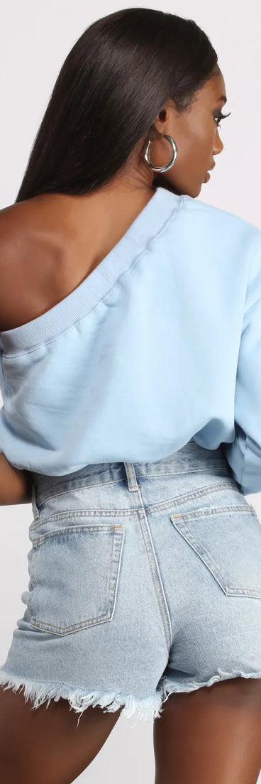 Basic One Shoulder Neckline Sweatshirt Top