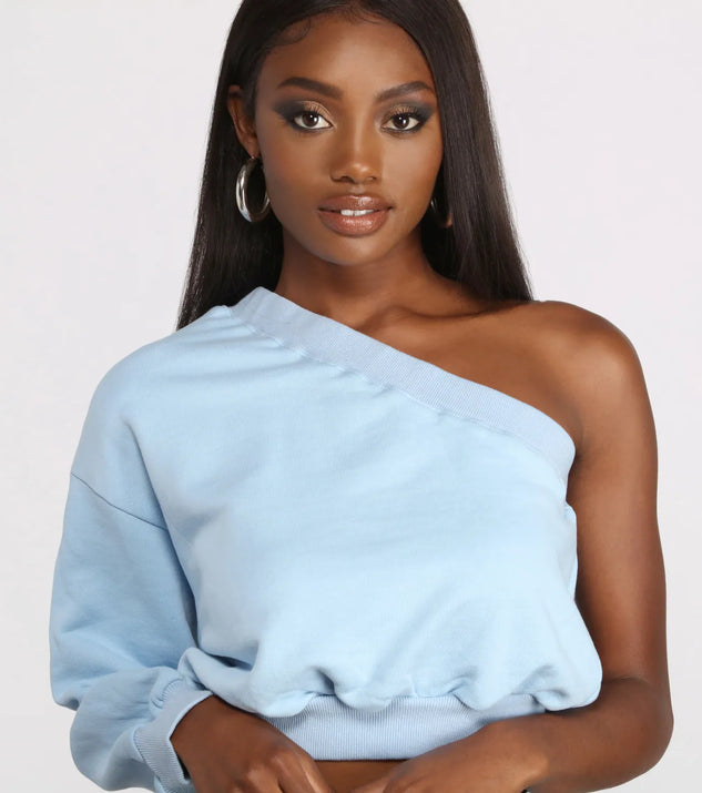 Basic One Shoulder Neckline Sweatshirt Top | Windsor