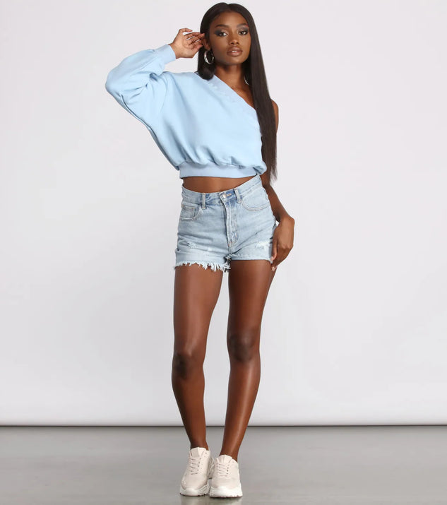 Basic One Shoulder Neckline Sweatshirt Top | Windsor