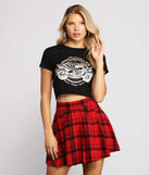 Edgy Chic Slashed Cropped Graphic Tee