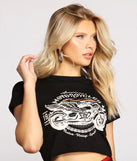 Edgy Chic Slashed Cropped Graphic Tee