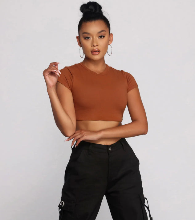 Sweet And Simple Short Sleeve Crop Top