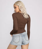 So Basic Notched Ribbed Knit Top