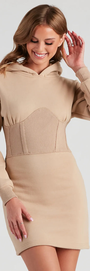 Keeping Knit Casual Hoodie Mini Dress