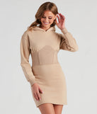 Keeping Knit Casual Hoodie Mini Dress