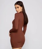 Revamp your 2025 wardrobe with this chic addition, the Basic Ribbed Knit Long Sleeve Mini Dress in brown, perfect for elevating your style in the new year.