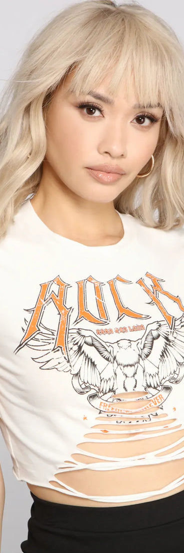 Rocker Chic Cropped Graphic Tee