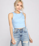 Basic Vibes Ribbed Knit Ruched Top