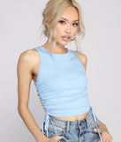 Basic Vibes Ribbed Knit Ruched Top