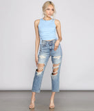Basic Vibes Ribbed Knit Ruched Top
