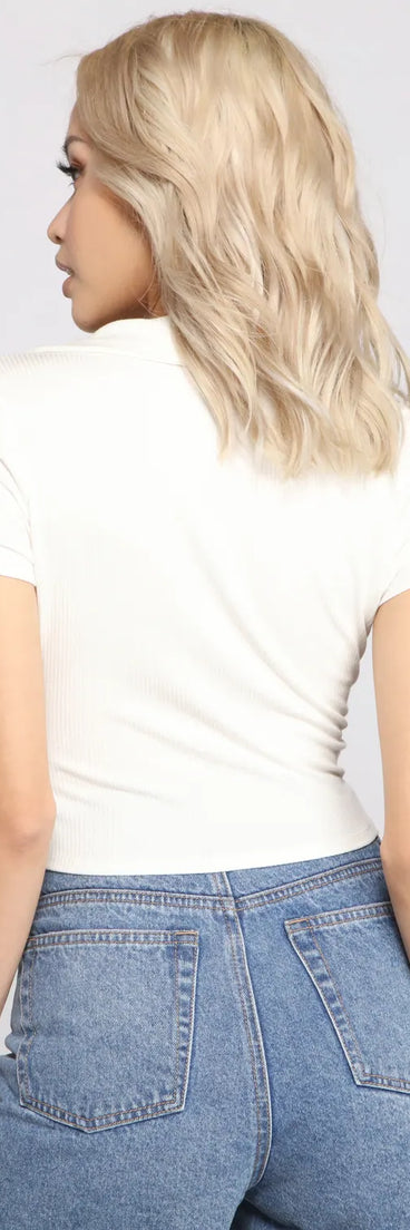 Preppy And Chic Collared Crop Top